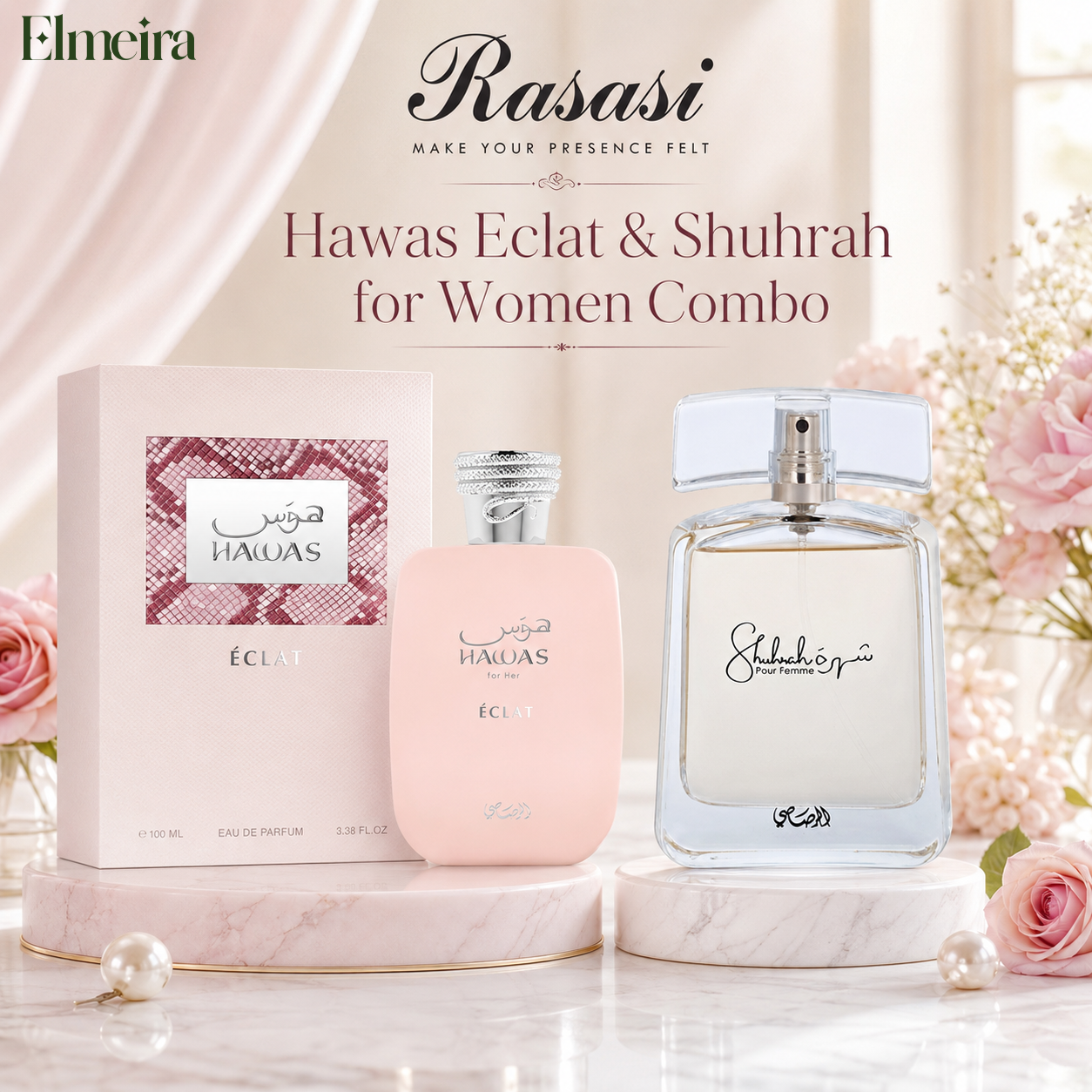 Rasasi Hawas Eclat & Shuhrah EDP Combo Set For Women