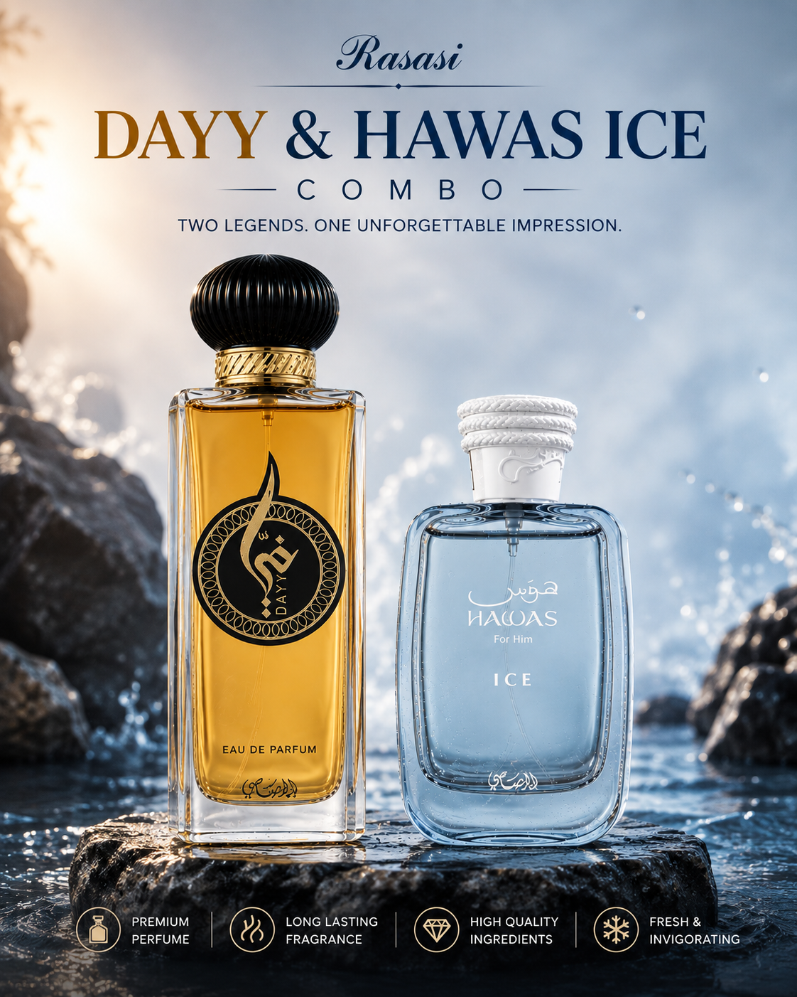 RASASI HAWAS ICE & DAYY EAU DE PARFUM COMBO SET (HIS & HERS)