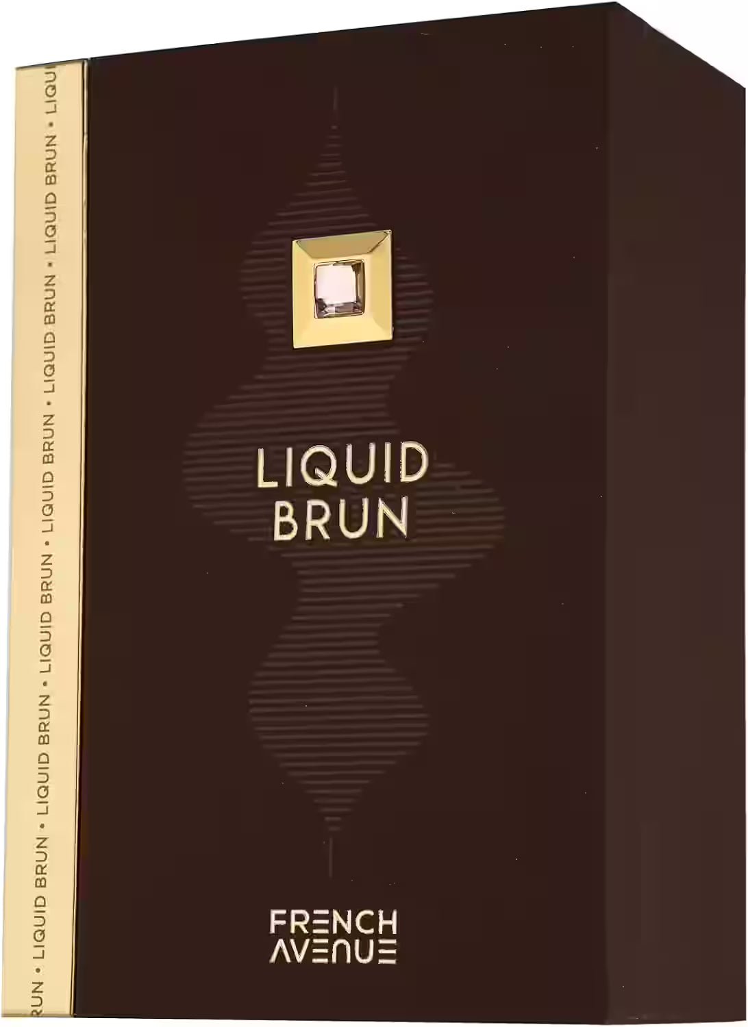 Box of French Avenue Liquid Brun with gold accents