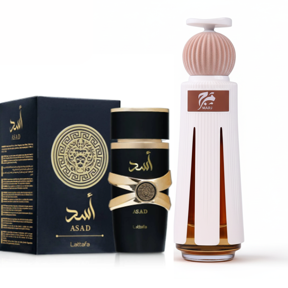Ahmed Al Maghribi Marj EDP 60ml & Lattafa Asad EDP 100ml Perfume Combo