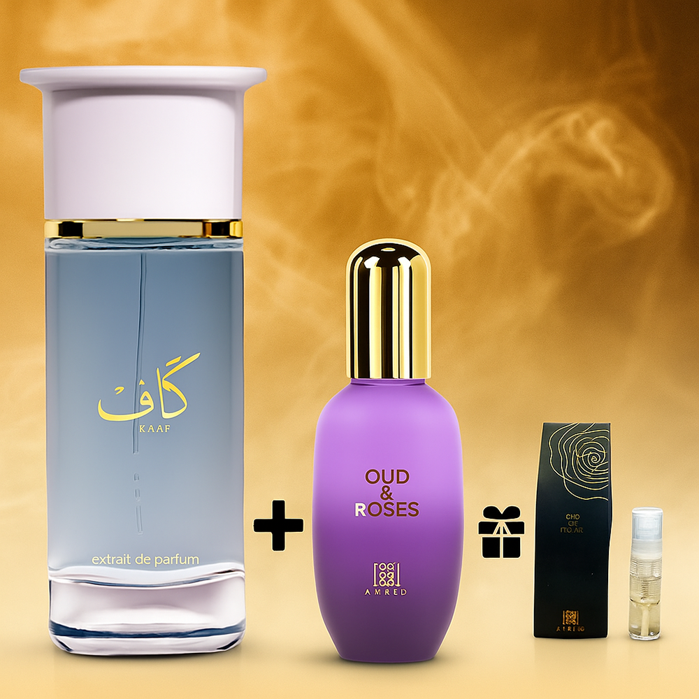 Ahmed Al Maghribi Kaaf EDP 100ml and Oud & Rose Body Gel 30ml Combo
