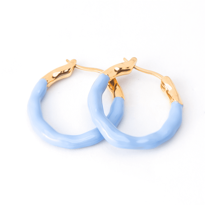 18kt Gold-Plated Blue Hoop Earrings
