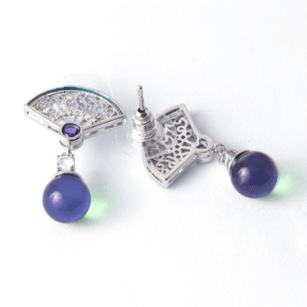 Silver Plated American Diamond Blue Stud Earrings