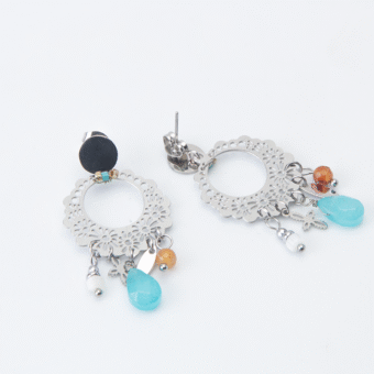 Charming Floral Aqua Blue Jhumka Earring