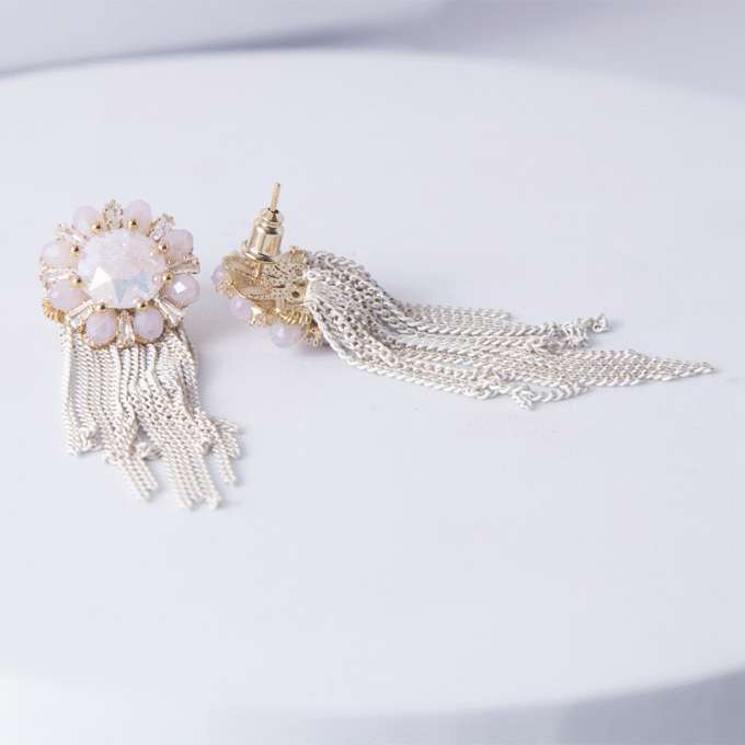 Tear Drop Shaped Crystal Long Chain Dangler Earrings
