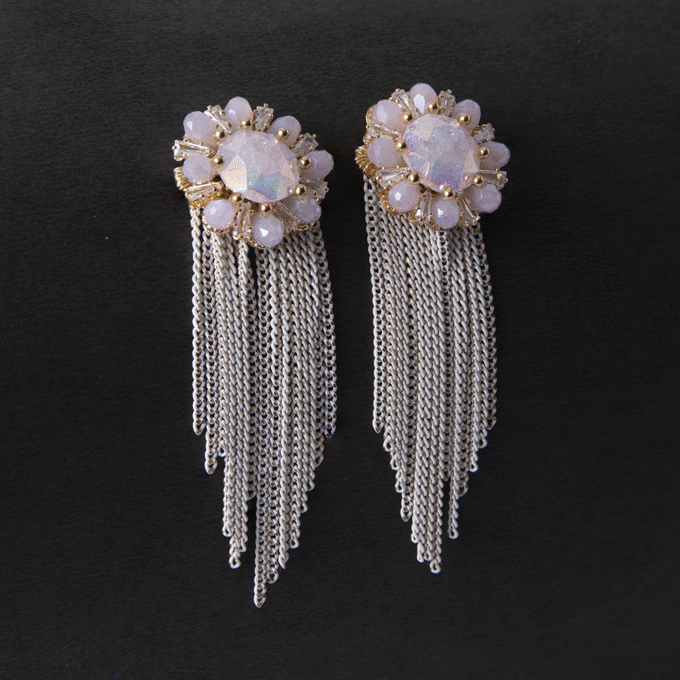 Tear Drop Shaped Crystal Long Chain Dangler Earrings