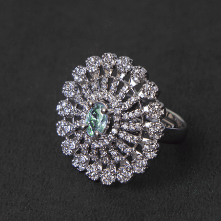 Zircon Mint Green Cocktail Adjustable Ring