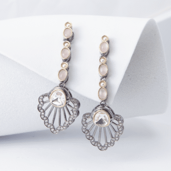 Two-Tone Finish Pink AD & Tanzanite Dangler Earrings