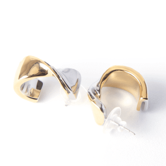 2-Ton Gold & Silver Huggie Earrings