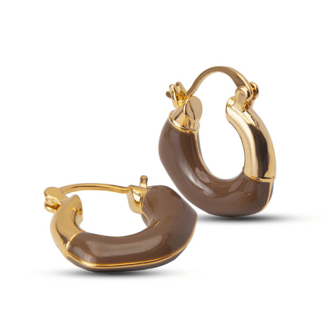 Edblad Fave Hoops Brown Gold Colored Earrings