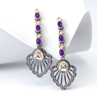 Two-Tone Finish Violet AD & Tanzanite Dangler Earrings