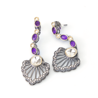 Two-Tone Finish Violet AD & Tanzanite Dangler Earrings