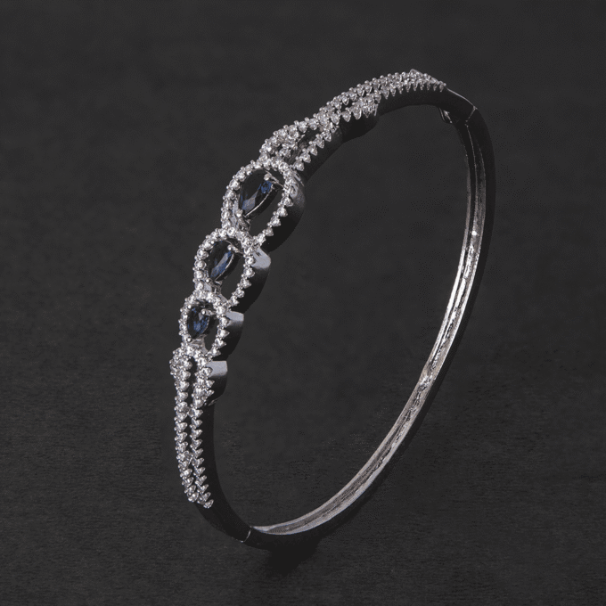 Blue American Diamond Silver Plated Bracelet