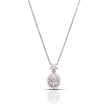 Silver Zircon Jewelry with AD Pendant Necklace