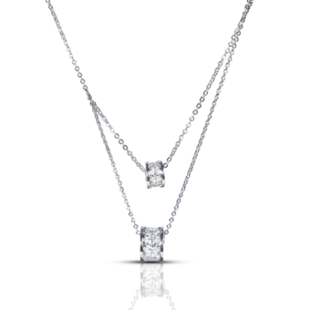 Double Strand Simulated Diamond Necklace