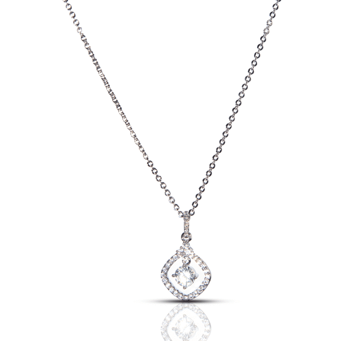 Square Simulated American Diamond Necklace