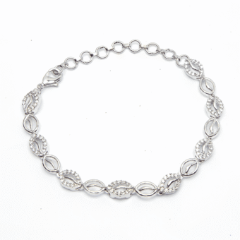 American Diamond Silver Plated CZ Chain Bracelet