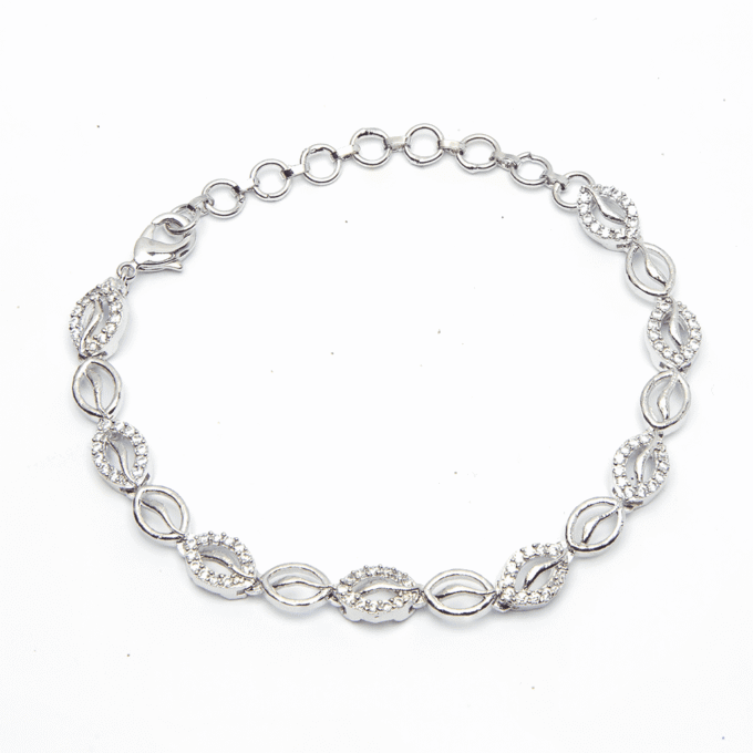 American Diamond Silver Plated CZ Chain Bracelet