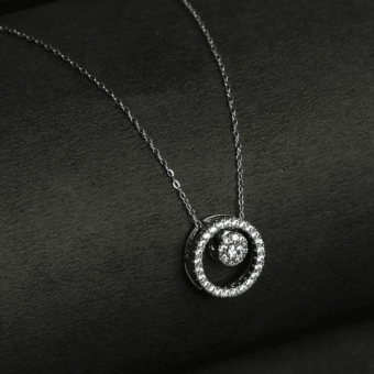 Circle Simulated American Diamond Necklace