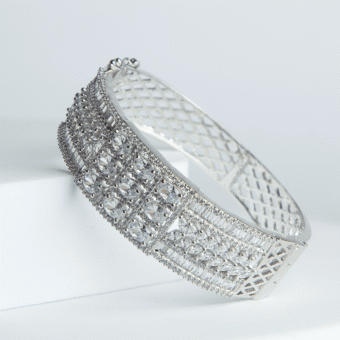 Silver-Plated AD Handcrafted Bangle-Style Bracelet