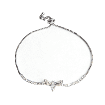 Dragonfly Rhinestone Silver Plated Bracelet
