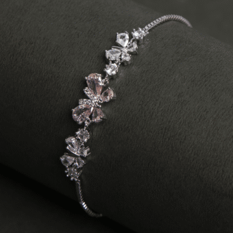 Pink Butterfly Bracelet in Silver plated with Fancy Treated