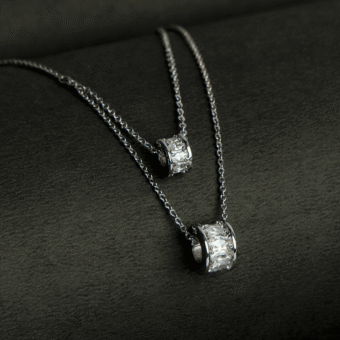 Double Strand Simulated Diamond Necklace