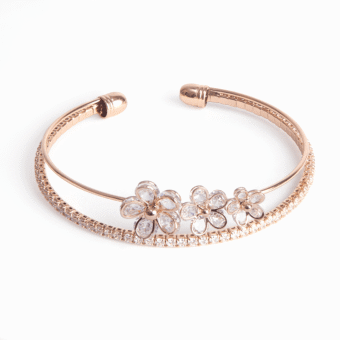 Cubic Zirconia Copper Gold Floral Bracelet