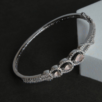 Pink American Diamond Silver-Plated Bracelet