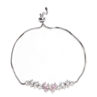 Pink Butterfly Bracelet in Silver plated with Fancy Treated