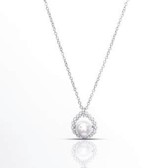Sterling Silver Zircon Jewelry with Pearl Pendant Necklace