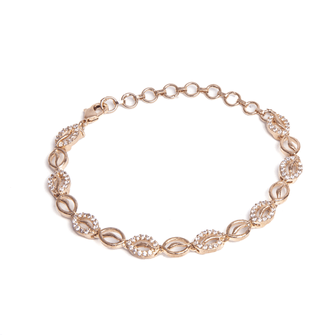 American Diamond Copper Gold CZ Chain Bracelet
