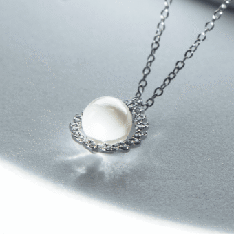Sterling Silver Zircon Jewelry with Pearl Pendant Necklace