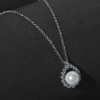 Sterling Silver Zircon Jewelry with Pearl Pendant Necklace