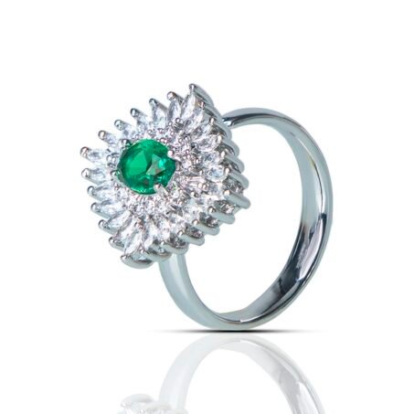 Secret Garden' Green CZ Stone Silver Plated Ring