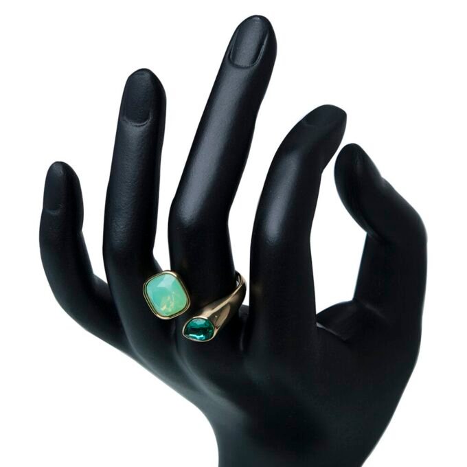 18K Double Color CZ Stone Open Finger Ring