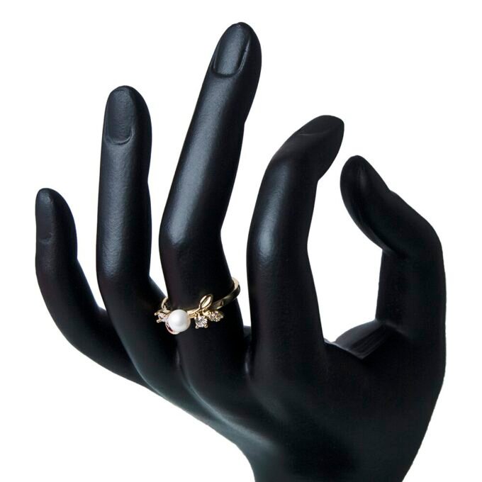 Enhanced Garden Gold Plated Pearl Finger Ring