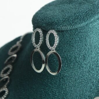 Oval Elegance! Beautiful CZ Stone Necklace with Earrings Combo