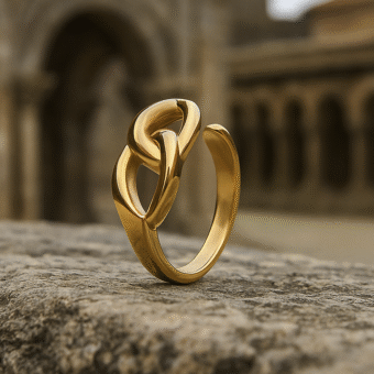 Vintage Gold Plated Loop Design Finger Ring - Image 4