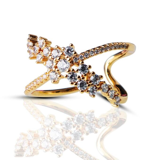 Glam X Statement Gold Plated Cubic Zirconia Ring