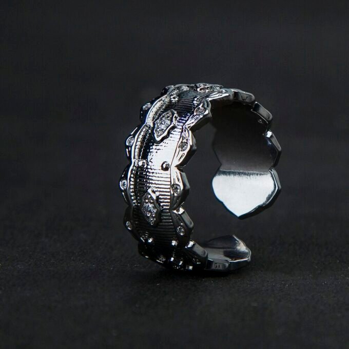 Hollow Nuts Rhodium Plated Finger Ring