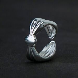 Mega Bow Silver Plated Finger Ring