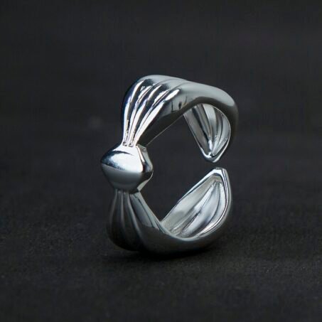 Mega Bow Silver Plated Finger Ring