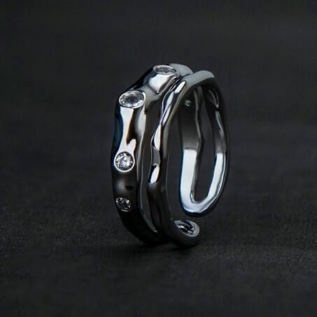 Rhodium Plated American Diamond Finger Ring
