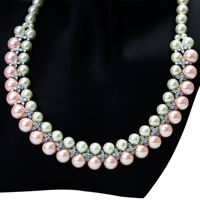 Stylish Two Layer Pink pearl jewelry deals Necklace set
