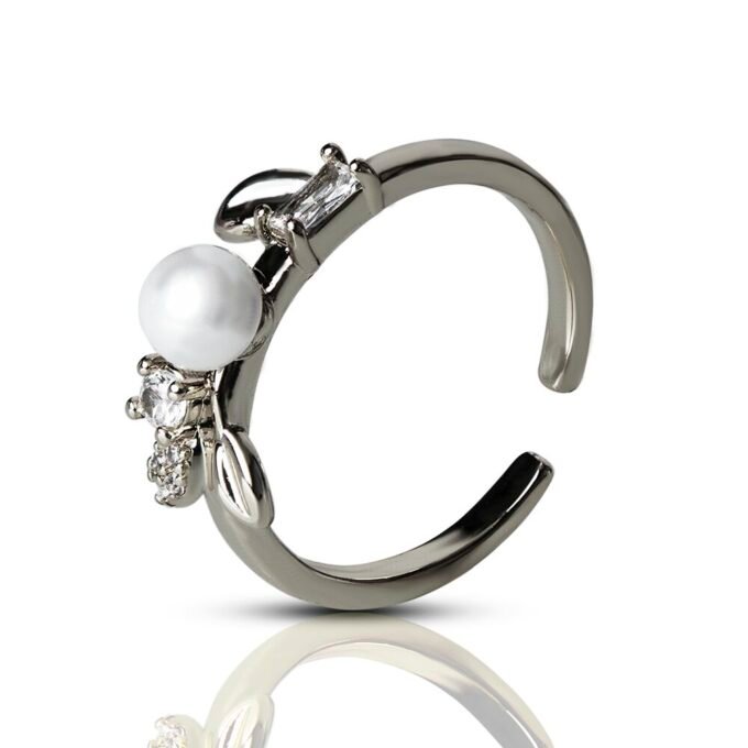 Enhanced Garden Silver Plated Pearl Finger Ring