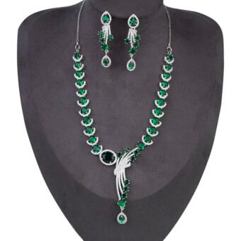 Emerald Green Silver CZ Diamond necklace