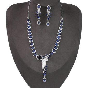 Blue AD Silver CZ Diamond necklace