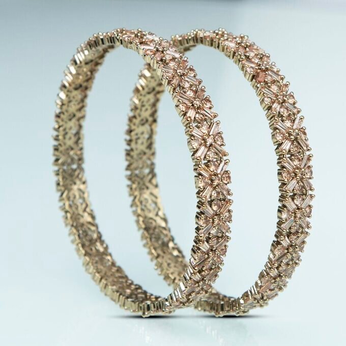 Golden Plated Stylish Cubic Zirconia Bangles