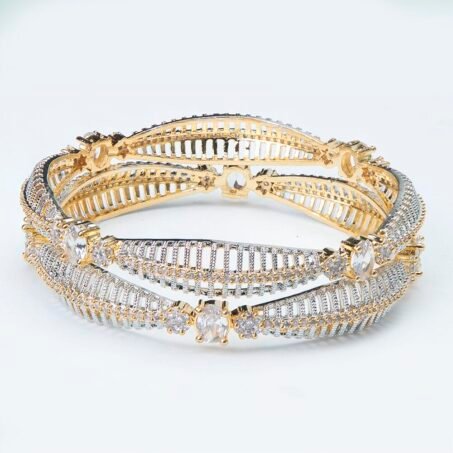 Exquisite Gold Plated Cubic Zirconia Bangles Set
